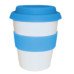 TAZA CON TAPA Y AGARRADERA DE SILICONA AZUL