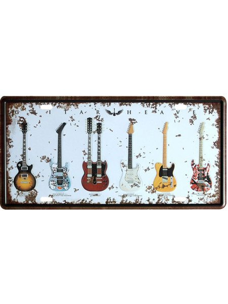 CARTEL DE CHAPA PATENTE GUITARRAS (15x30cm)