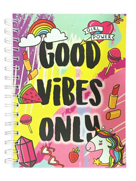 CUADERNO ANILLADO UNICORNIO NEW GOOD VIBES ONLY