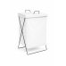 Cesto de Ropa Blanco con Tapa - Liso - Impermeable - Estuctura de Metal Rigida - Plegable - 36 x 32 x 54 cm -