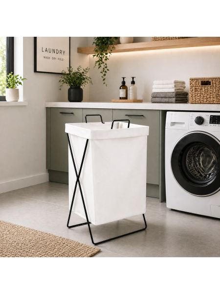 Cesto de Ropa Blanco  - 36 x 32 x 54 cm -  PRECIO POR BULTO CERRADO - UxB: 50 uni.