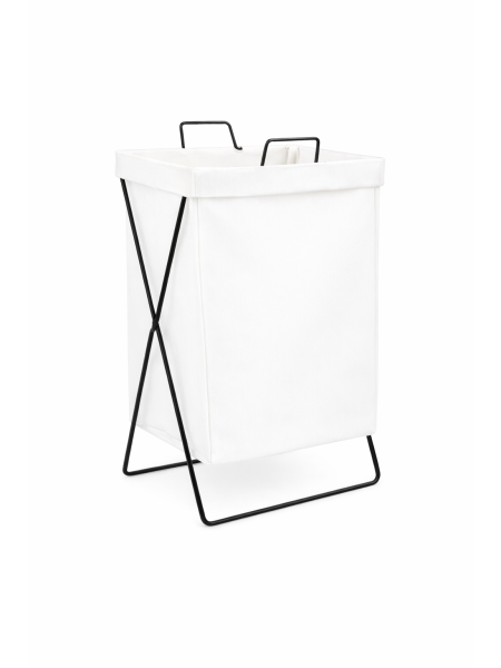 Cesto de Ropa Blanco - Liso - Impermeable - Estructura de Metal Rigida - Plegable - 36 x 32 x 54 cm -