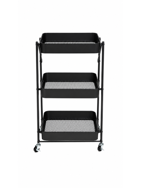 Carrito de Metal 3 estantes con ruedas Negro - 45,5 x 30 x 77 cm -