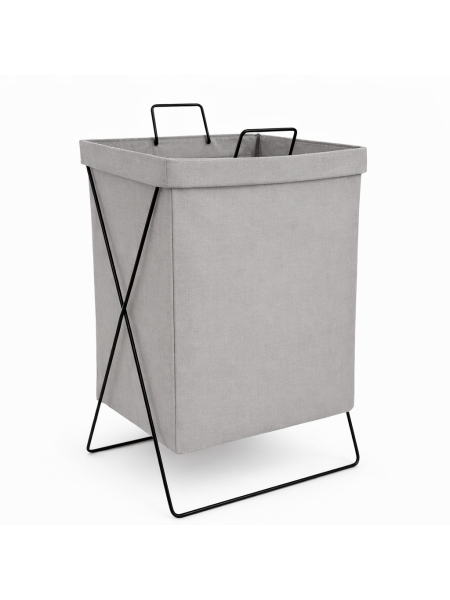 Cesto de Ropa Gris - Liso - Impermeable - Estructura de Metal Rigida - Plegable - 36 x 32 x 54 cm -