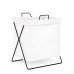 Cesto de Ropa Bajito Blanco - Juguetero - Estructura de Metal Rigida - Plegable - 40 x 23 x 47 cm -