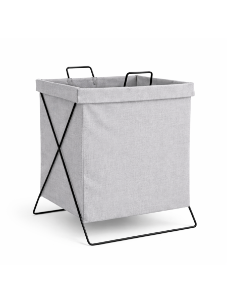 Cesto de Ropa Bajito Gris - Juguetero - Estructura de Metal Rigida - Plegable - 40 x 23 x 47 cm -
