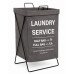 Cesto de Ropa Gris - Estampa Laundry Service - Estructura de Metal Rigida - Tela Impermeable - Plegable - 36 x 32 x 54 cm -