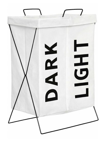 Cesto de Ropa Dark Light con division - Estructura de Metal Rigida - Plegable - 36 x 28 x 54 cm -