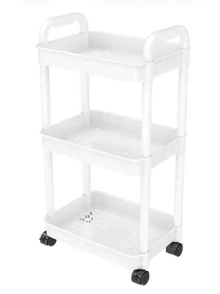 Carrito Plastico 3 estantes Blanco - 32 x 21 x 67 cm -  PRECIO POR BULTO CERRADO - UxB: 12 uni.