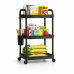 Carrito Plastico 3 estantes Negro - 34 x 25 x 70 cm -