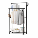 Perchero Doble Barral Negro con Ruedas - 60 x 35 x 150 cm -  PRECIO POR BULTO CERRADO - UxB: 20 uni.