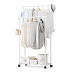 Perchero Doble Barral Blanco con Ruedas - 60 x 35 x 150 cm -