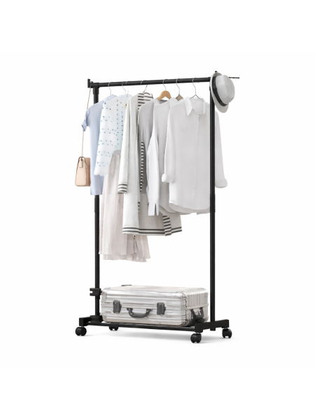 Perchero Simple Negro con ruedas - 60 x 35 x 130 cm - PRECIO POR BULTO CERRADO - UxB: 24 uni.