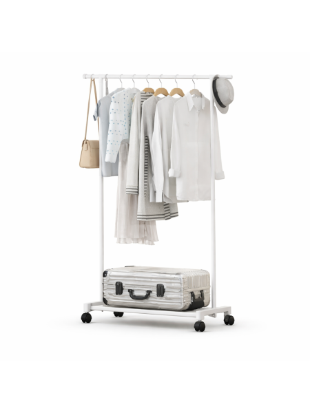 Perchero Simple Blanco con ruedas - 60 x 35 x 130 cm -  PRECIO POR BULTO CERRADO - UxB: 24 uni.