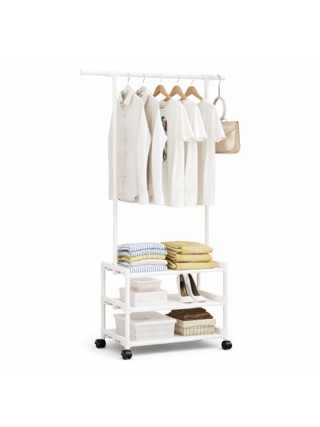 Perchero / Ropero Blanco con ruedas - 55 x 35 x 164 cm -  PRECIO POR BULTO CERRADO - UxB: 12 uni.