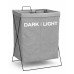 Cesto de Ropa Gris Dark Light con division - Estructura de Metal Rigida - Plegable - 36 x 32 x 54 cm -
