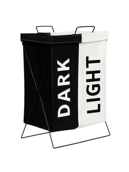 Cesto de Ropa Dark Light con division - Estructura de Metal Rigida - Plegable - 35 x 26 x 55 cm -