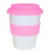 TAZA CON TAPA Y AGARRADERA DE SILICONA ROSA