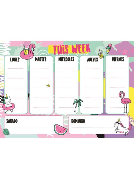 PIZARRA SEMANAL NEW UNICORNIO  THIS WEEK  (27 x 19,5)